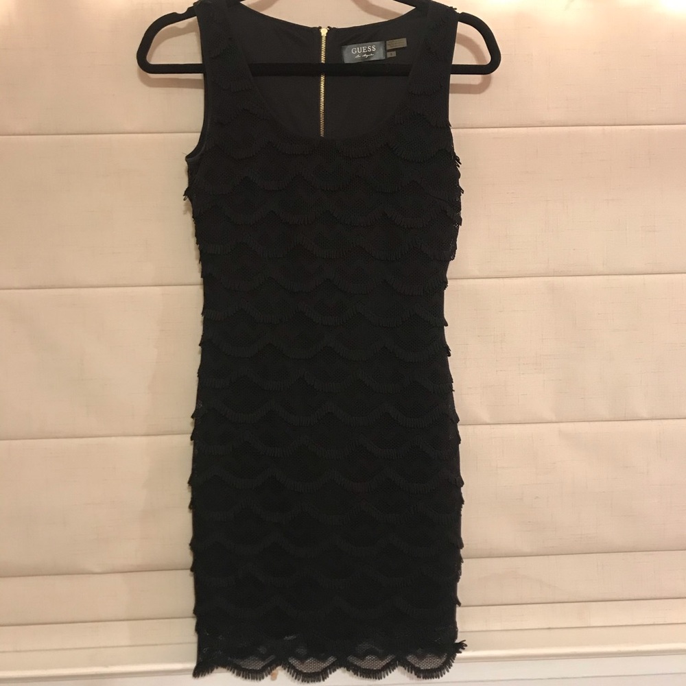 Guess Scalloped Lace Fringe Dress